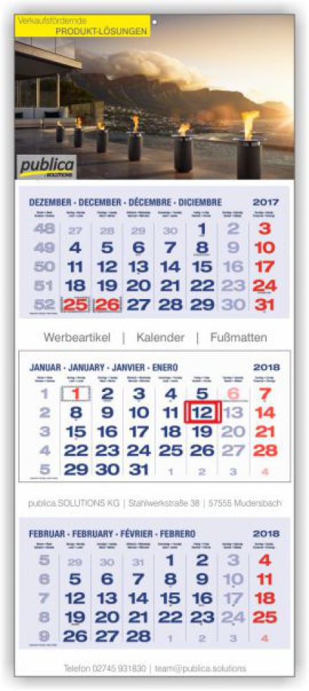 3 Monatswandkalender Plus / Plus S mit UV-Lack